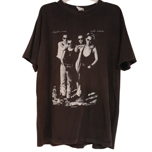 Vintage Depeche Mode World Violation DM 1990 Original Black Concert Tour T-Shirt - Picture 1 of 5